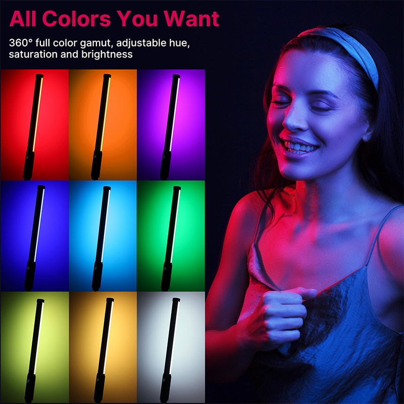 Lâmpada de Estúdio e Fotografia Luz Colorida RGB Portátil Led de 2500k a 9000k