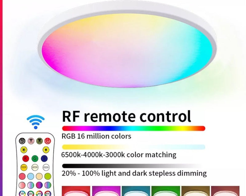 Lâmpada de Teto Redonda RGBCW Inteligente, WIFI, Led, Controle Remoto, Regulável Compatível com Alexa Google