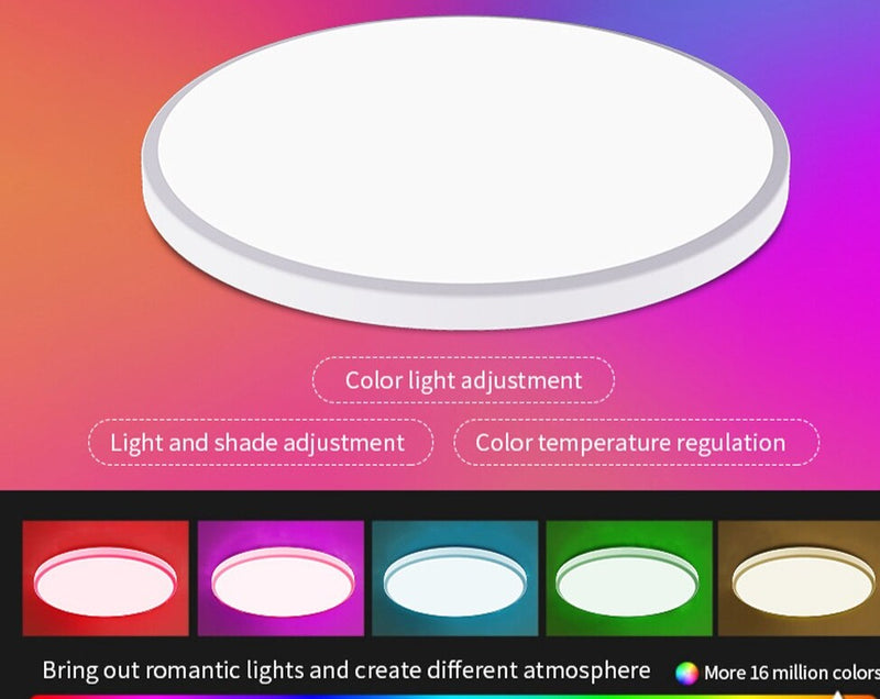 Lâmpada de Teto Redonda RGBCW Inteligente, WIFI, Led, Controle Remoto, Regulável Compatível com Alexa Google