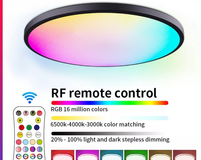 Lâmpada de Teto Redonda RGBCW Inteligente, WIFI, Led, Controle Remoto, Regulável Compatível com Alexa Google