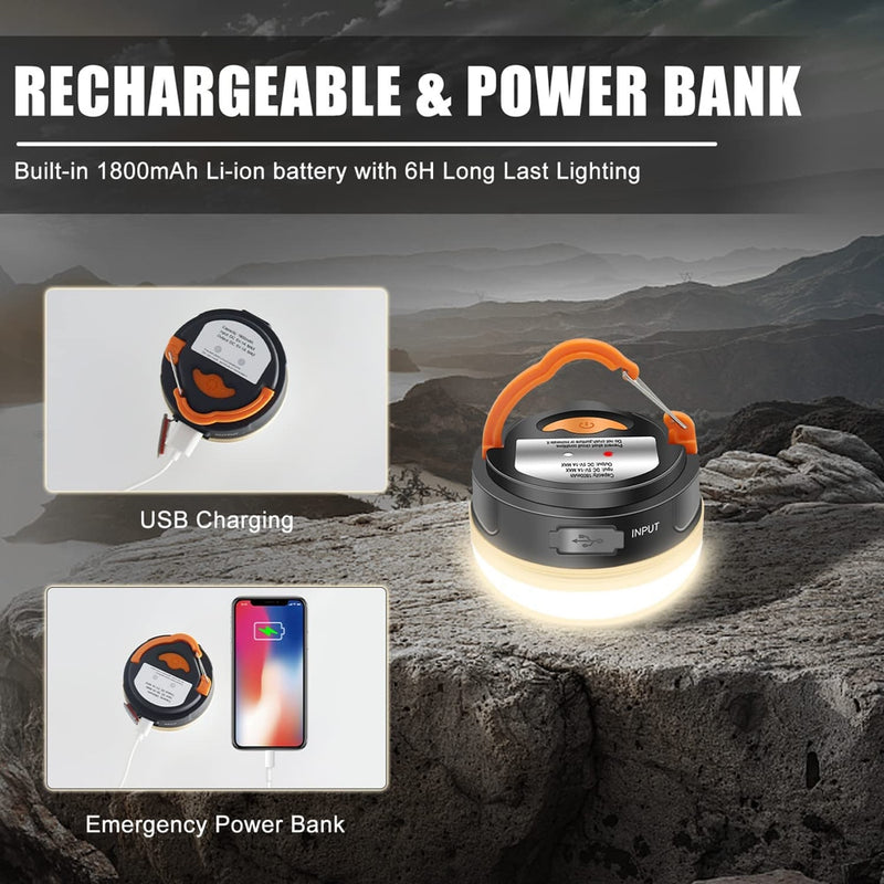 Lanterna de Acampamento 10w Led 1800mah Portátil Pendurado, USB Recarregável