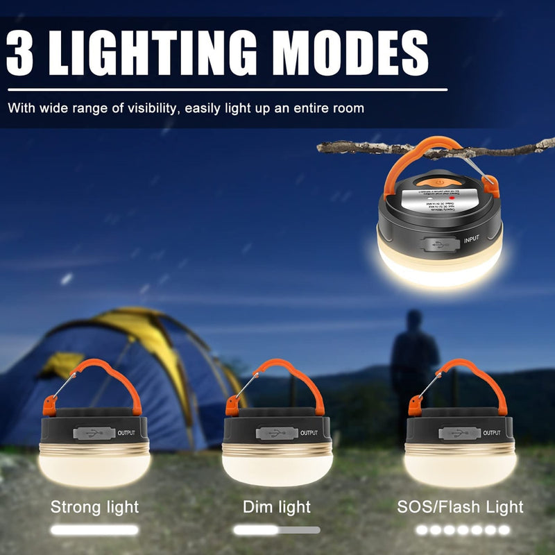 Lanterna de Acampamento 10w Led 1800mah Portátil Pendurado, USB Recarregável