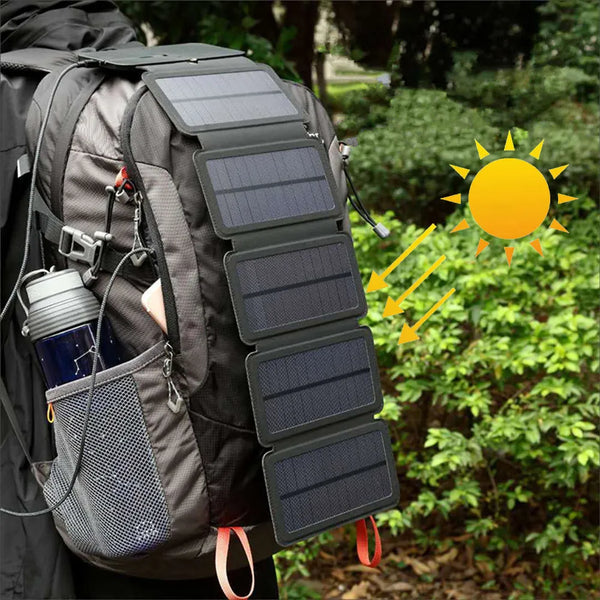 Carregador Painel Solar Portátil e Dobrável 5v 2.1a, Saída USB para Acampamento, Caminhada e Lazer