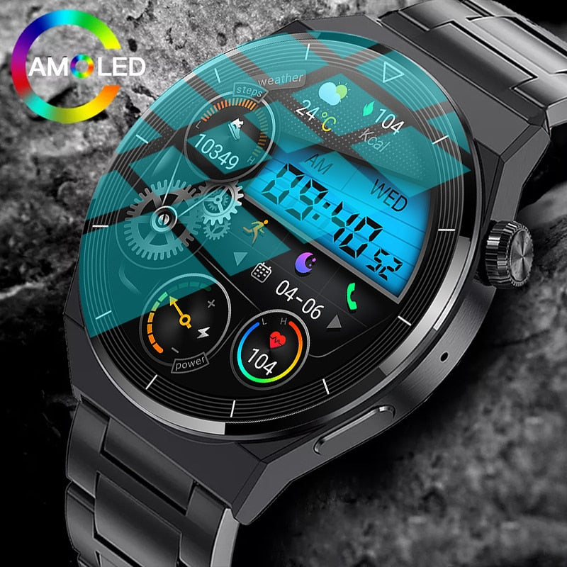 Relógio Inteligente GT3 Pro Amoled, Tela HD, Freqüência Cardíaca, Bluetooth, Chamada, à Prova d`água SmartWatch 2023